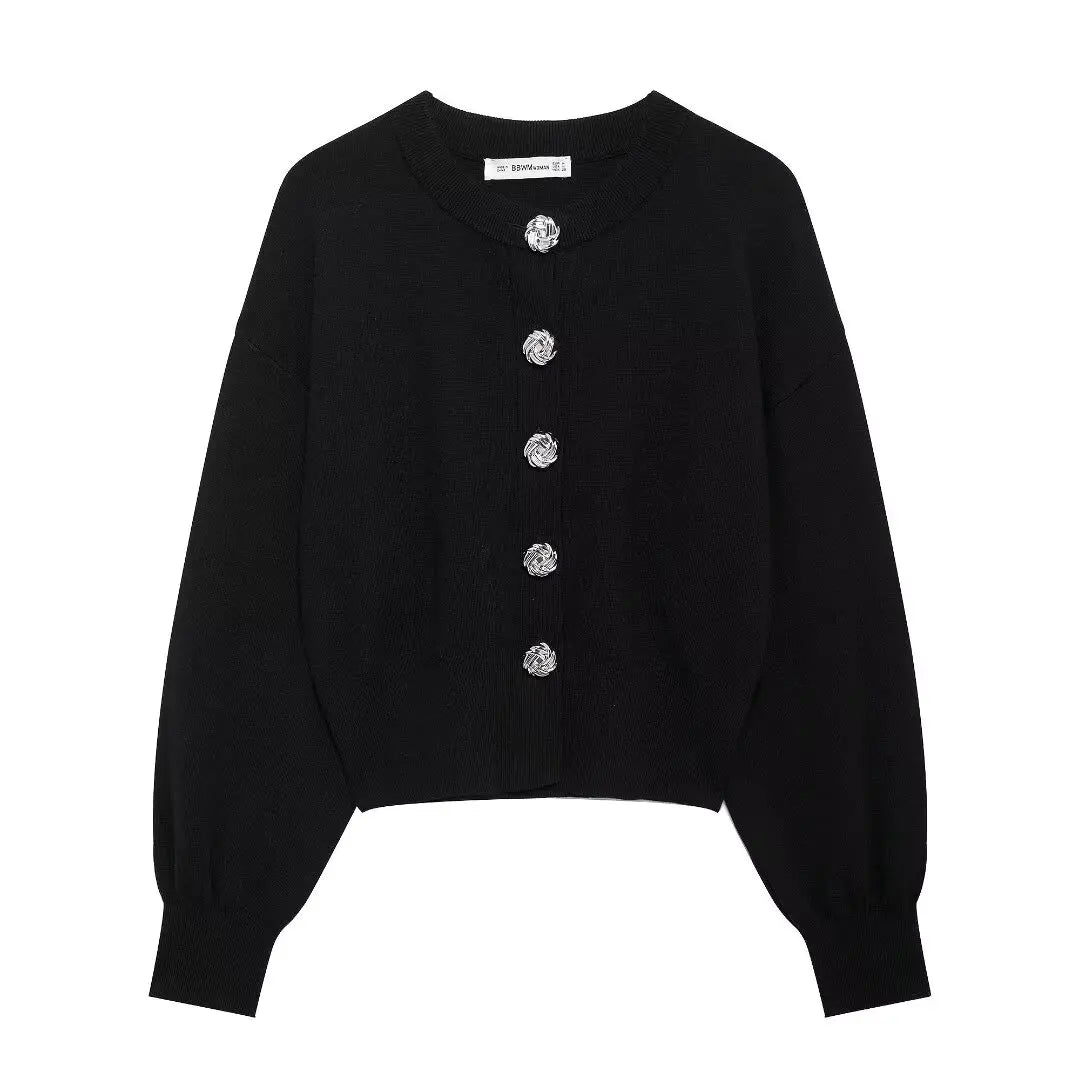 Zweiteiler Damen – Retro Strickjacke & Minirock im Slim Fit